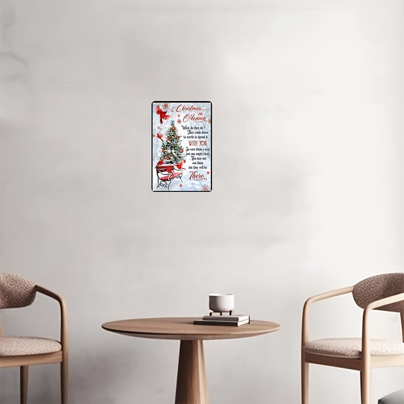 Christmas Metal Tin Sign Retro Artwork Cardinals Blessings 8''x12''