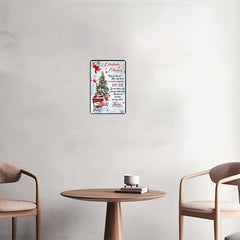Christmas Metal Tin Sign Retro Artwork Cardinals Blessings 8''x12''