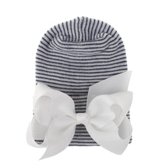 Newborn Infant Bow Knitted Head Wrap Hospital Hat Turban Headband Headwear