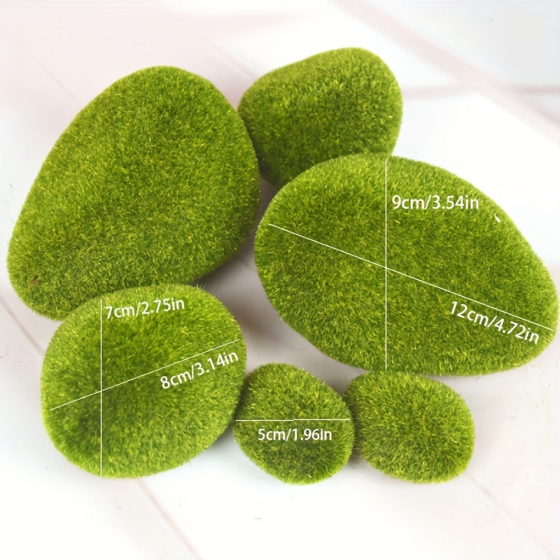 6pcs False Moss Green Stone Bonsai Decoration