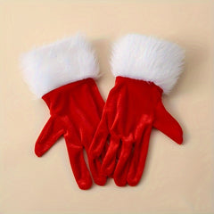 Christmas Full Finger Plush Warm Gloves Santa Claus Costume Party