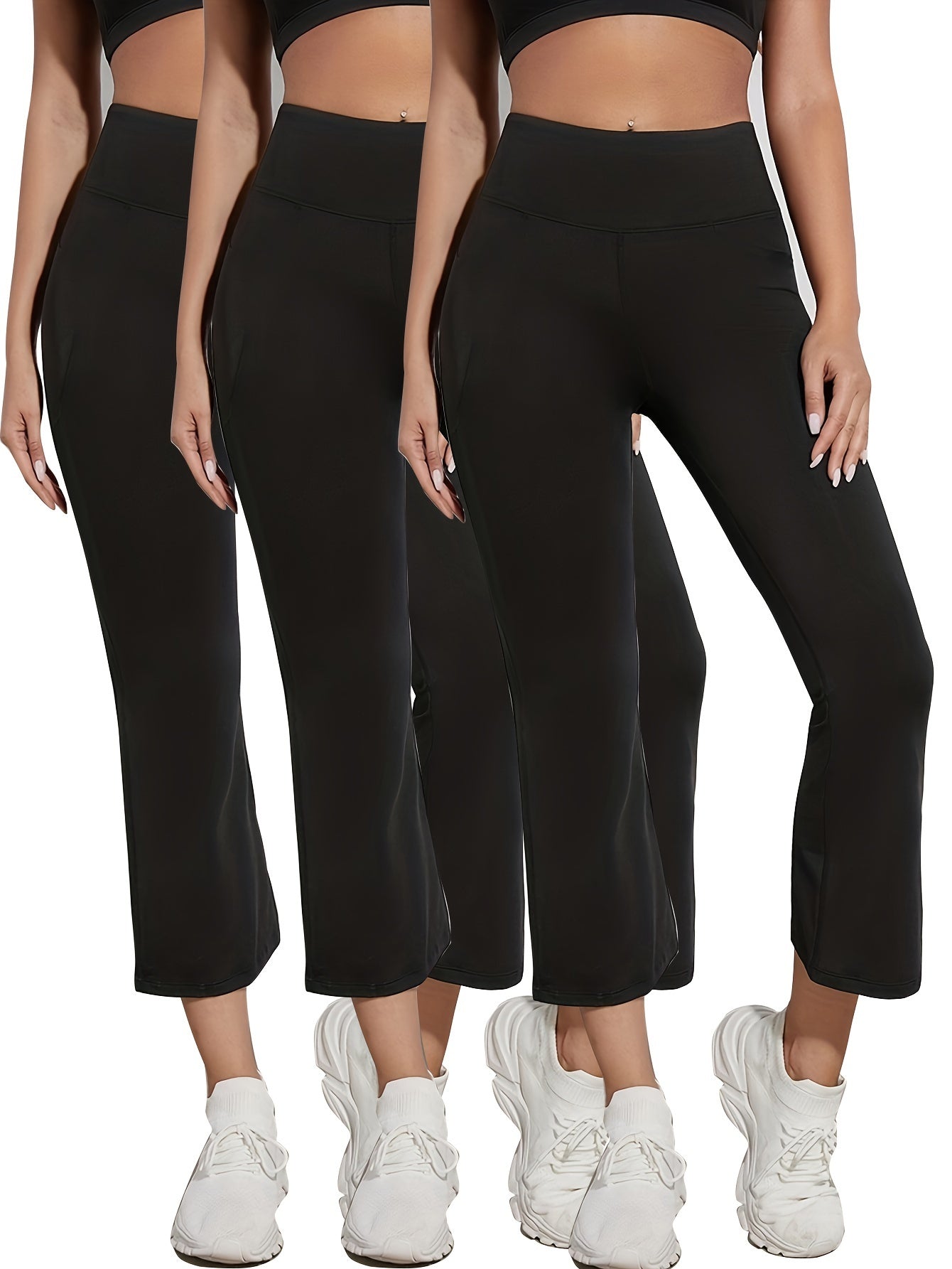 3 Pcs Set Straight Micro Flared Yoga Pants Casual Comfortable Sports Pants