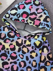 Luminous Gradient Leopard Print Hooded Sweatshirt for Party