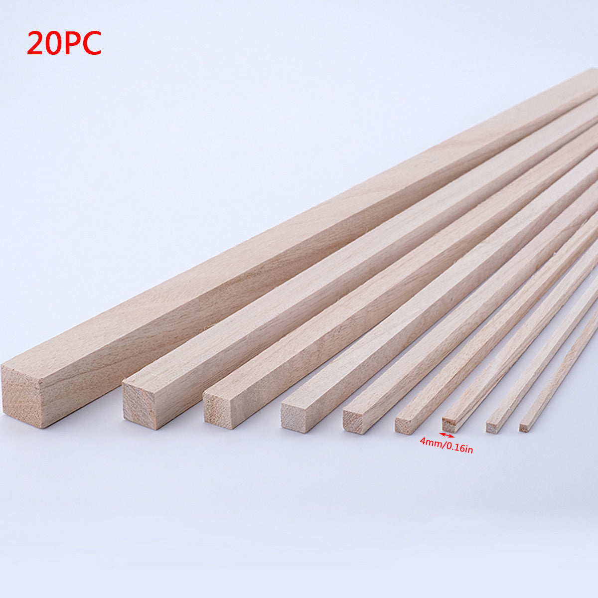 20pcs Paulownia Square Wooden Sticks for DIY Model Making