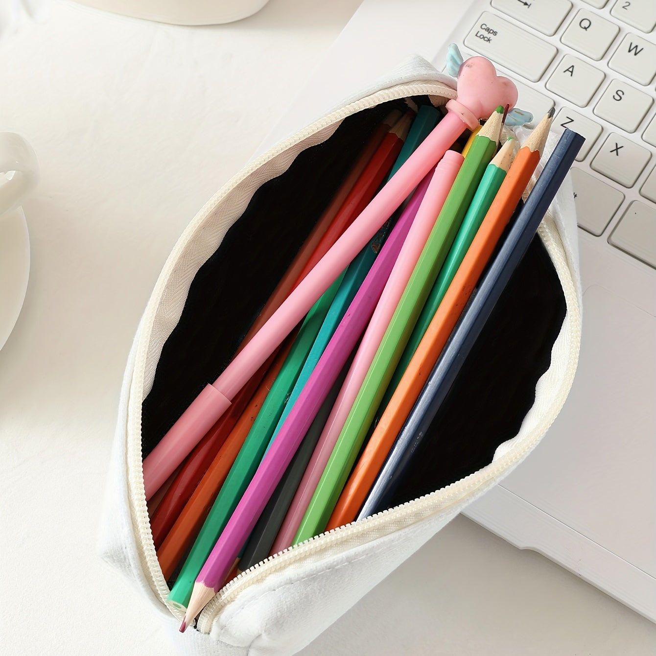Large Capacity Pencil Case Zippered Pen School Supplies Storage Bag