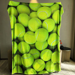 Flannel Blanket Tennis Pattern, Comfortable & Warm for Camping and Home Use