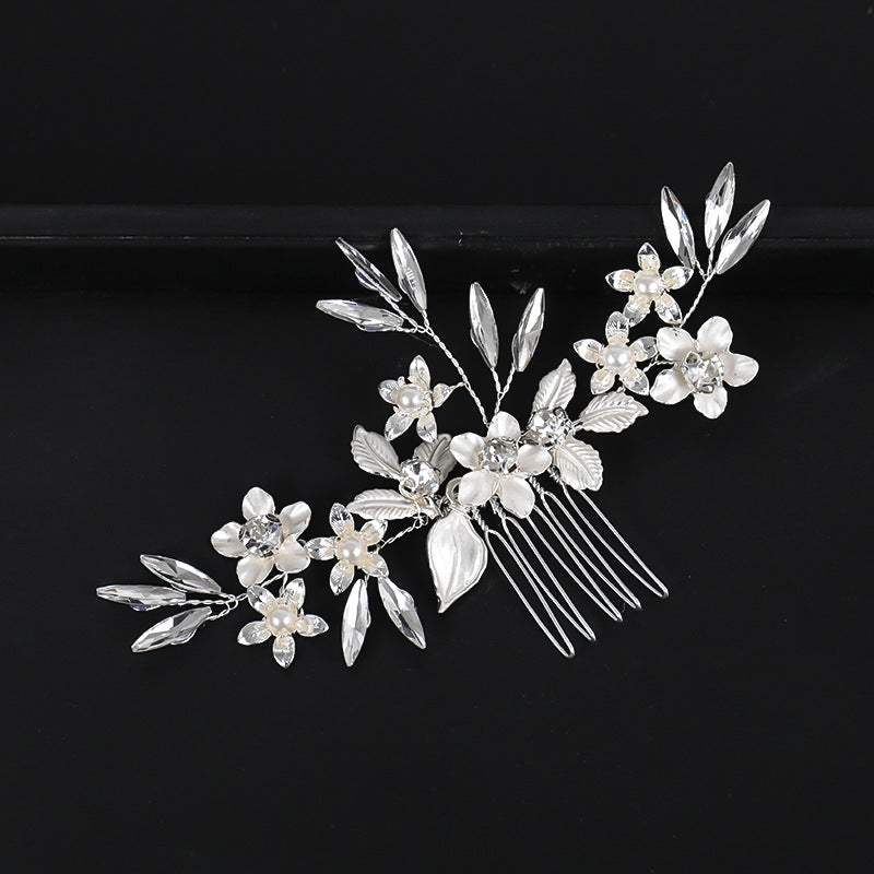 Crystal Bride Wedding Hair Comb with Pearl Bridal Side Combs