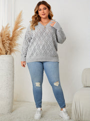V Neck Solid Knit Long Sleeve Sweater