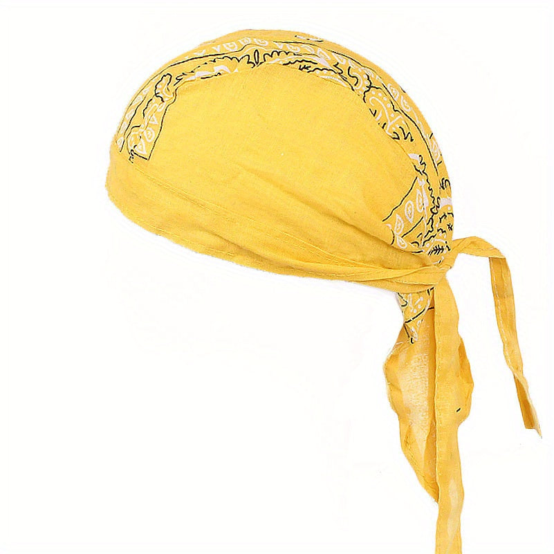 Paisley Print Turban Cap Ramadan Head Wrap Bandana Casual Lace Up Hijab Hat