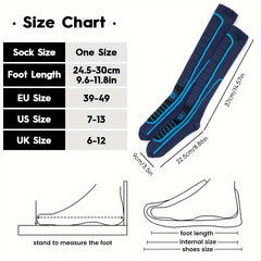 Men's Over-The-Knee High Sport Socks Warm Thermal Sweat-Absorbing Cotton Blend