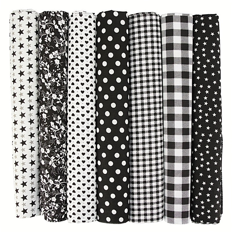 7pcs Patchwork Cloth Set Cotton Floral Plaid Polka Dot Fabric Diy Cotton Cloth