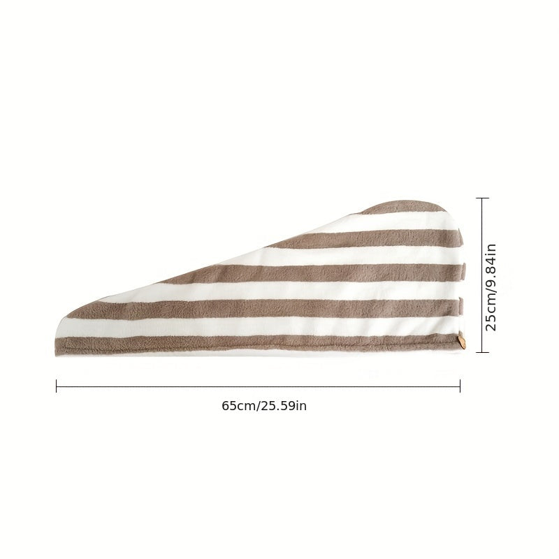 Microfiber Hair Towel Soft Drying Cap Striped Absorbent Quick Wrap Long Hair