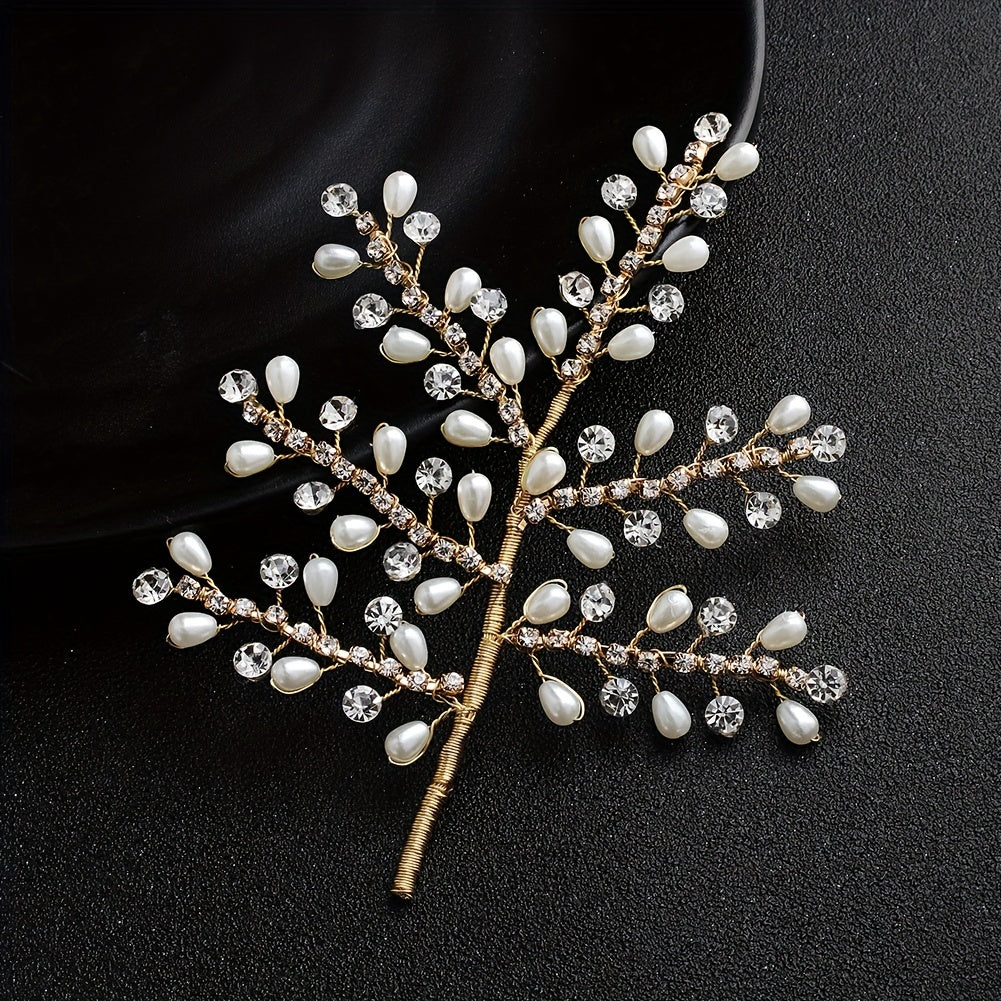 Bride Hair Clip Rhinestone Hairpin Faux Pearl Beads Hair Accessories