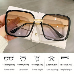 Oversized Square Frame Sunglasses Gradient Lens Y2K Style Eyewear