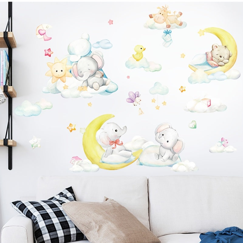 Moon Baby Elephant Bear Wall Stickers