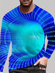 3D Pattern Print Men's Graphic Crew Neck Long Sleeve T-shirt for Men