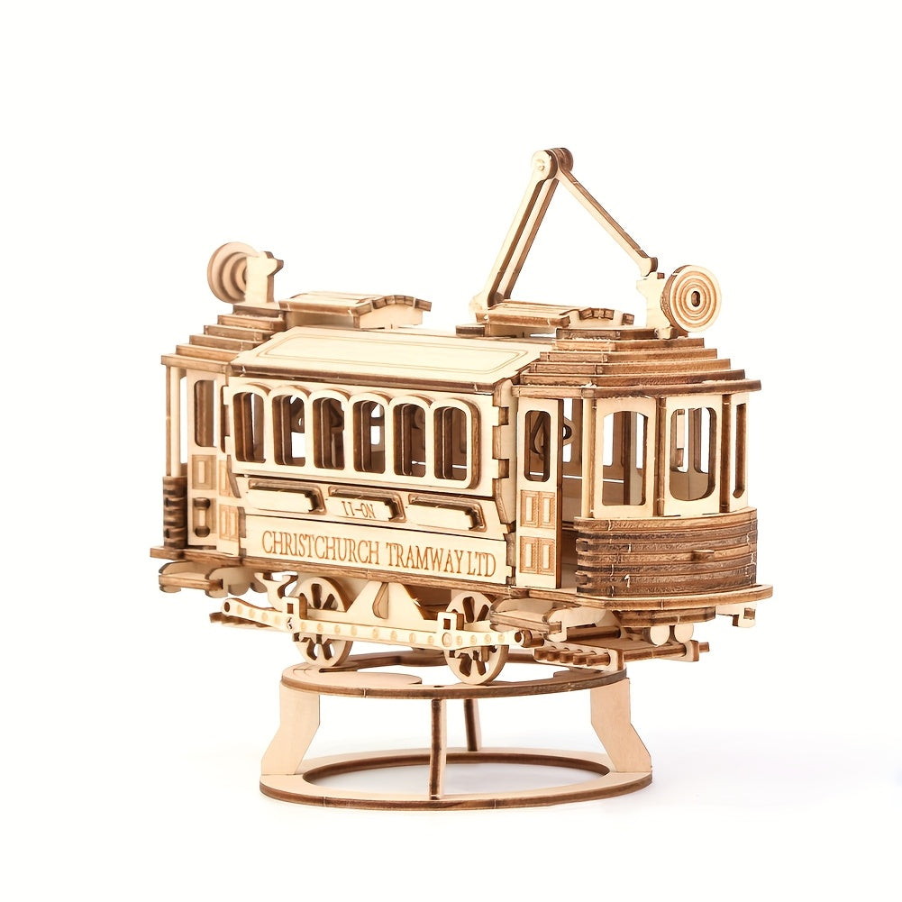 3D Wooden Train Model Kit Educational DIY Puzzle Building Blocks Set