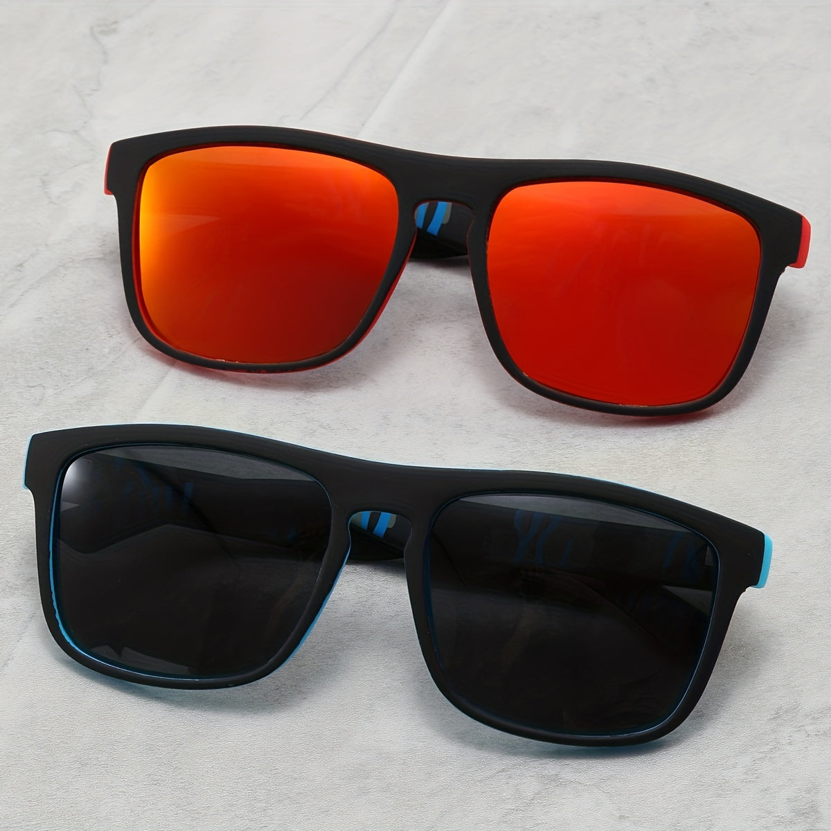 2pcs Men's Casual Square Frame Sunglasses UV Protection