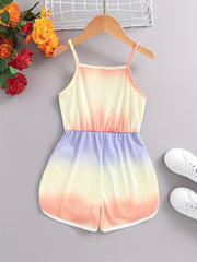 Girls Gradient Block Cami Rompers Jumpsuits
