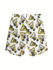 Boys Excavator Cotton Pajamas Set Short Sleeves Comfortable Cozy Homewear