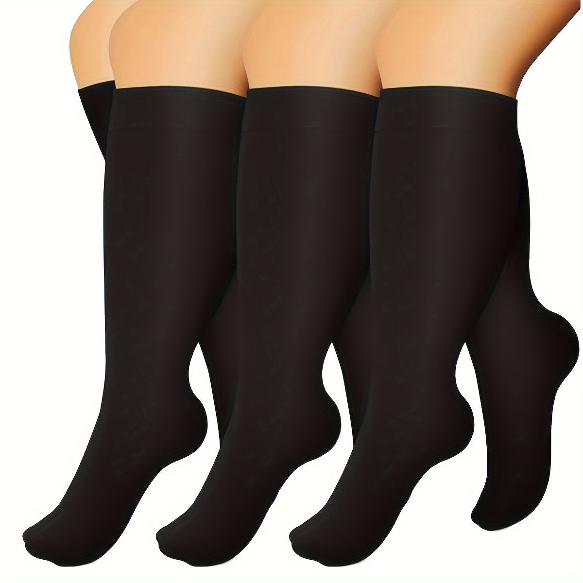 3 Pairs Plus Size Compression Socks 15-20 mmHg Wide Calf for Women & Men