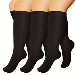 3 Pairs Plus Size Compression Socks 15-20 mmHg Wide Calf for Women & Men