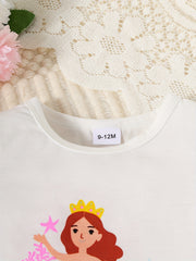 2pcs Baby Girls Cat Print T shirt & Pants Set