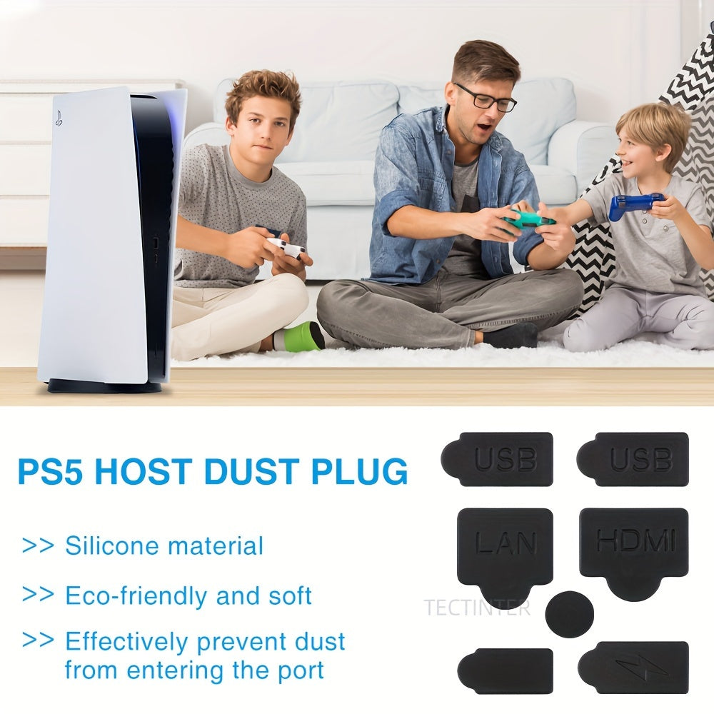 7pcs Silicone Dust Plugs Set for Game Console USB Interface