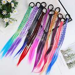 Colorful Ponytail Wig Hair Extension 6pcs Set Girls Hair Tie Accessory