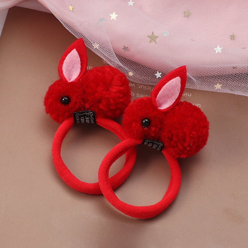 Girls Easter Plush Rabbit Hair Tie Stretch Rubber Bands Hair Rope