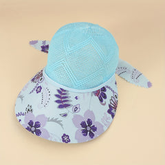 Wide Brim Sun Hat Visors Mesh Flower Print Casual Hat UV Protection