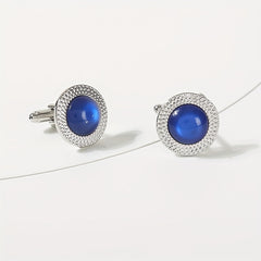 Men's Round Crystal Cufflinks Inlaid with Artificial Diamonds