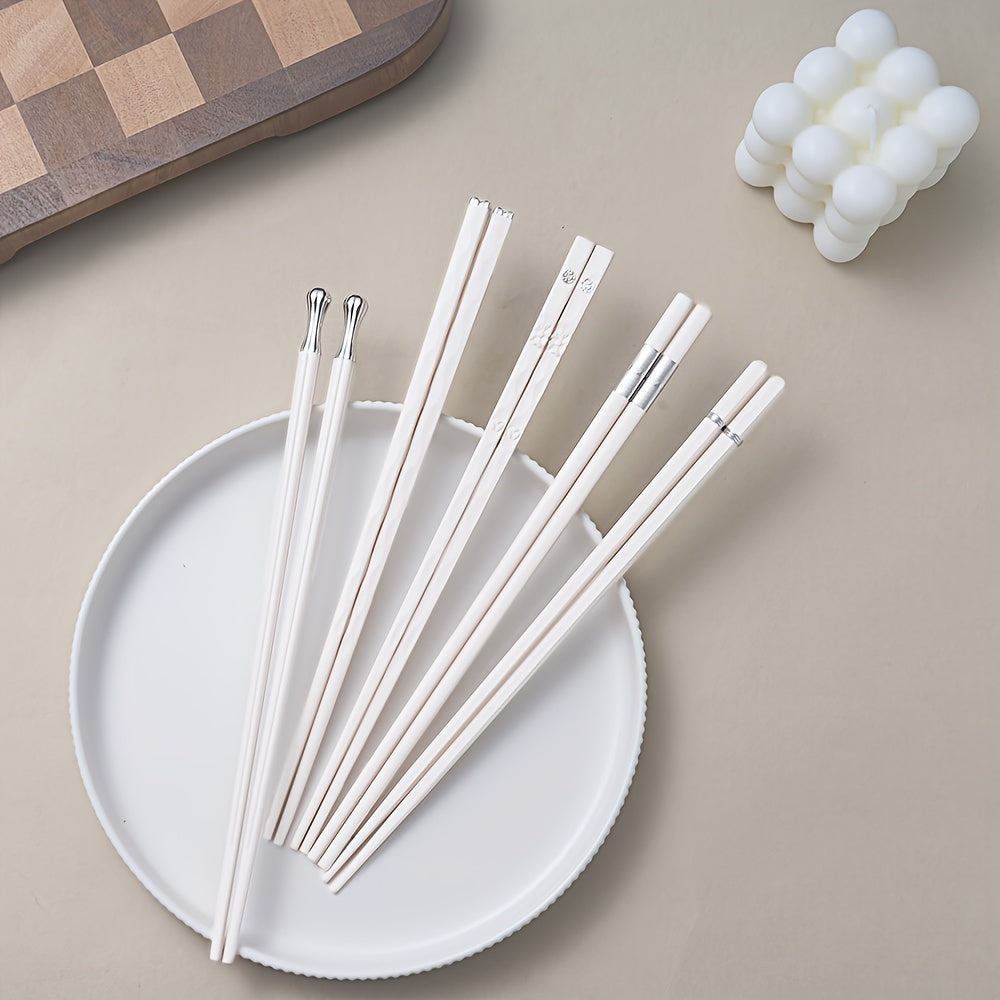 5 Pairs Reusable Metal Chopsticks for Outdoor and Home Use