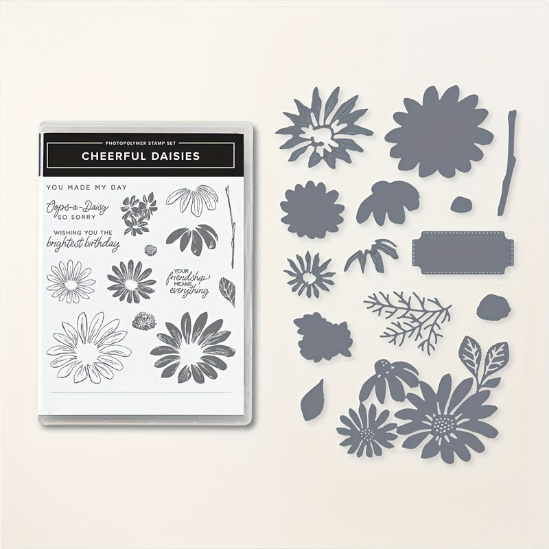 Cheerful Daisies Clear Stamps & Metal Dies DIY Craft Scrapbooking