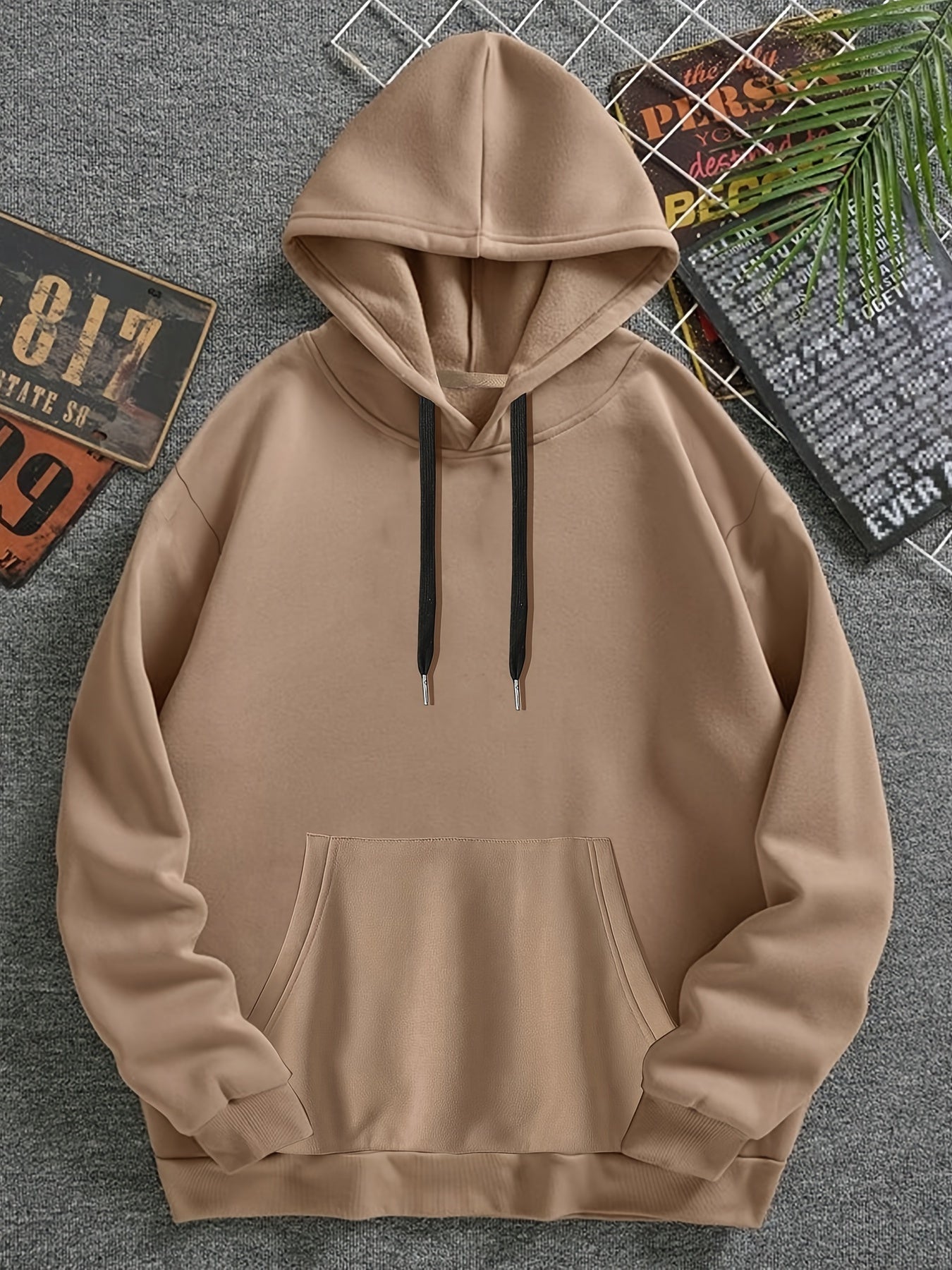 Solid Drawstring Loose Hoodie Casual Hooded Pocket Sweatshirt