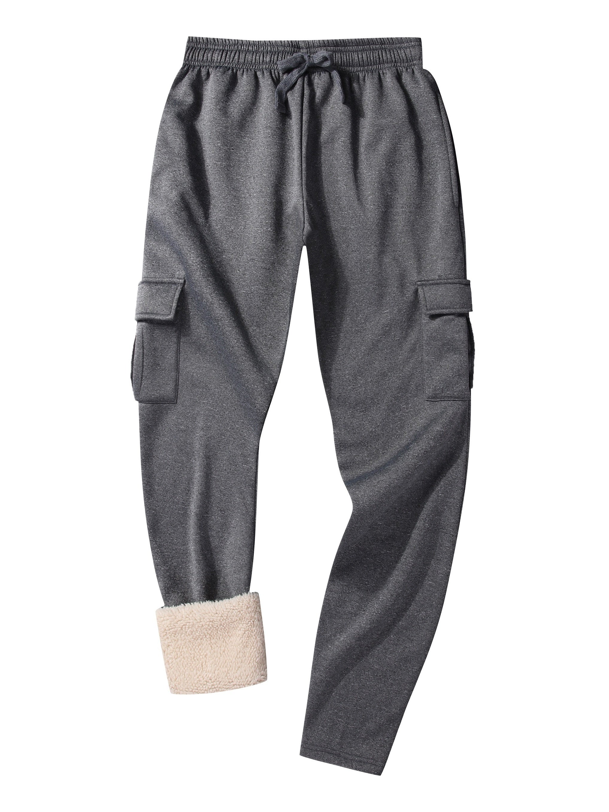 Fleece Lined Drawstring Sweatpants Loose Fit Pants Men's Casual Joggers
