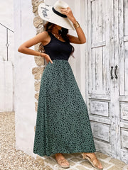 Leopard Print Crew Neck Tank Dress Sleeveless Boho Dress