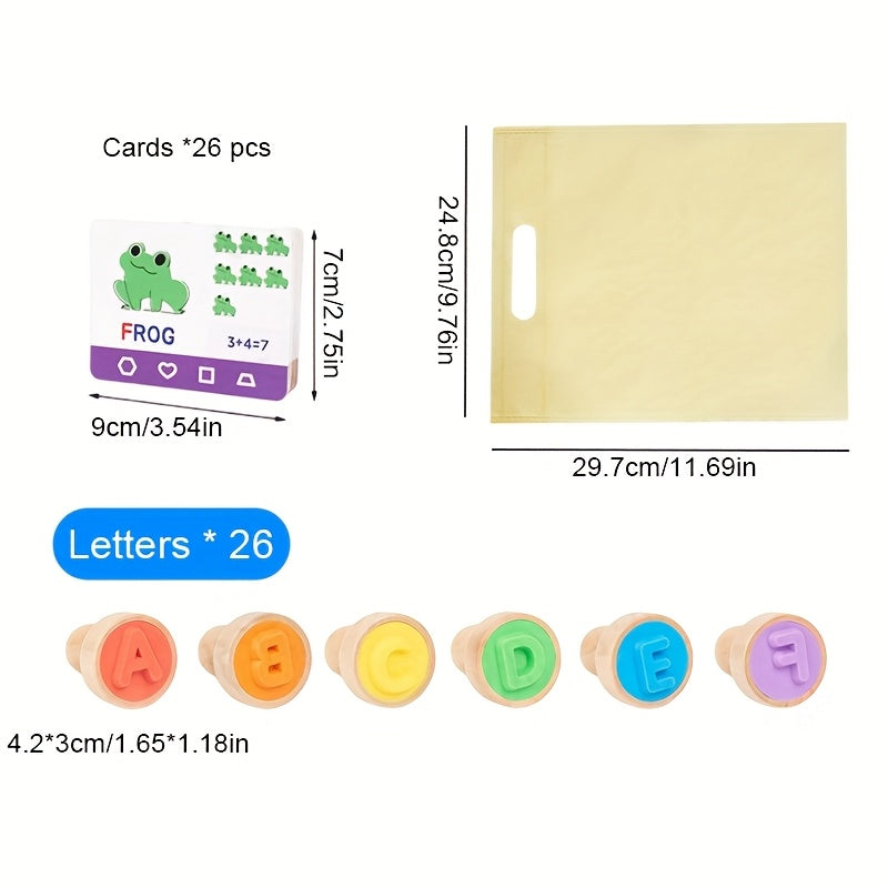 Wooden Stamp Creative Toy Set - Fun Letter and Number Shape Stamps