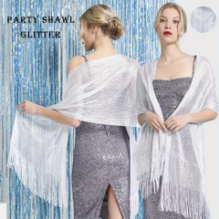 Tassel Glitter Shawl Long Wrap Solid Cover Up Party Prom Cape
