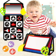 3-in-1 Sensory Mirror Cloth Book for Babies High Contrast Visual Stimulation Toy
