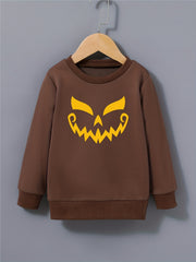 Boys Halloween Pumpkin Sweatshirt Long Sleeve Pullover