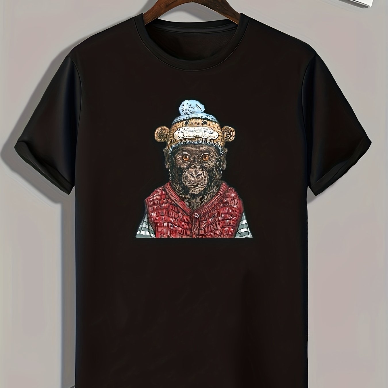 Chimpanzee Print Men's Graphic T-shirt Casual Comfy Tees for Summer