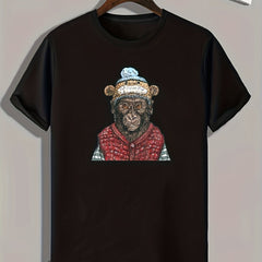 Chimpanzee Print Men's Graphic T-shirt Casual Comfy Tees for Summer