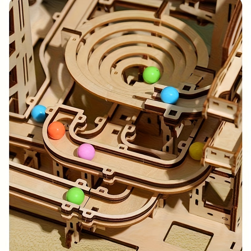 DIY 3D Jigsaw Puzzle Wooden Bead Roller Coaster Gift