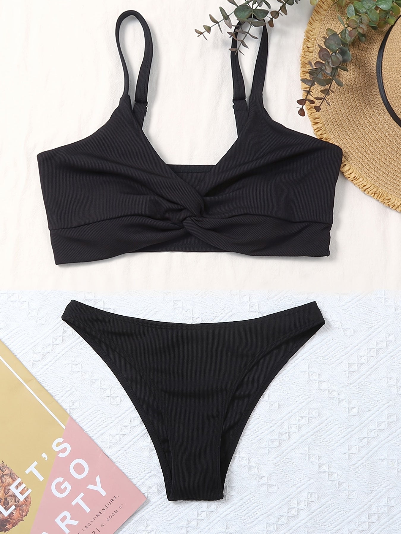 Twisted Centre Core Bikini Set Ruched Two Piece Swimsuit Women's Swimwear