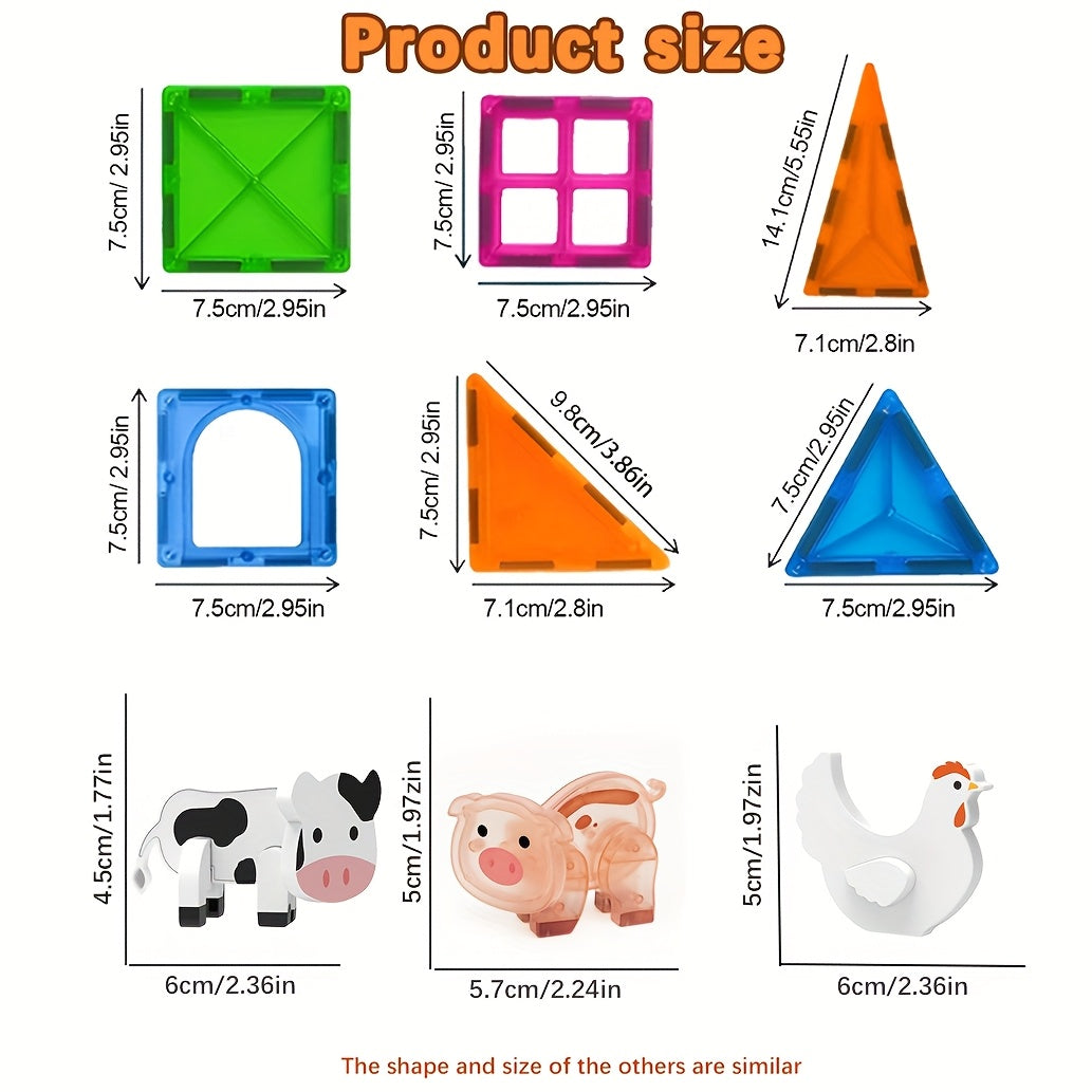 Farm Animal Magnetic Building Blocks 3D Stacking Toy Set