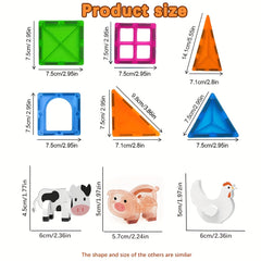 Farm Animal Magnetic Building Blocks 3D Stacking Toy Set