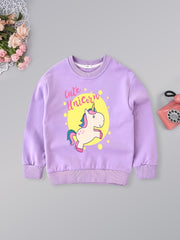Girls' Unicorn Graphic Crew Neck Sweatshirt for Spring and Autumn