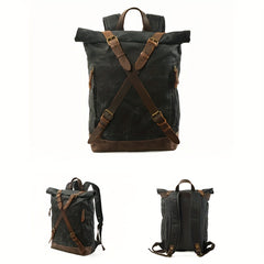Men's Canvas Backpack Outdoor Travel School Bag Vintage Anti theft Laptop Backpa
