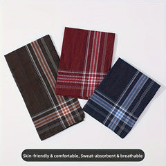 6 Vintage Men's Handkerchiefs Soft Geometric Checkered Pocket Square Towels